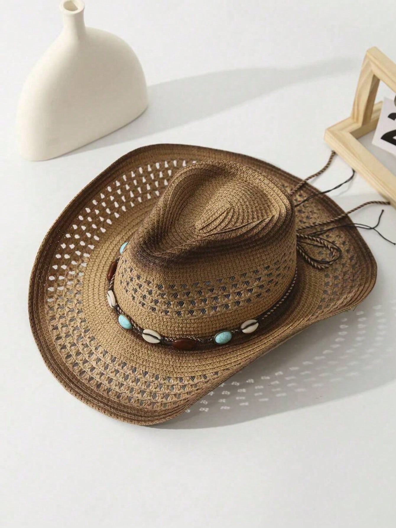 Unisex Brown Hollow Straw Cowb - огляд і ціна Cowboy Hat Straw