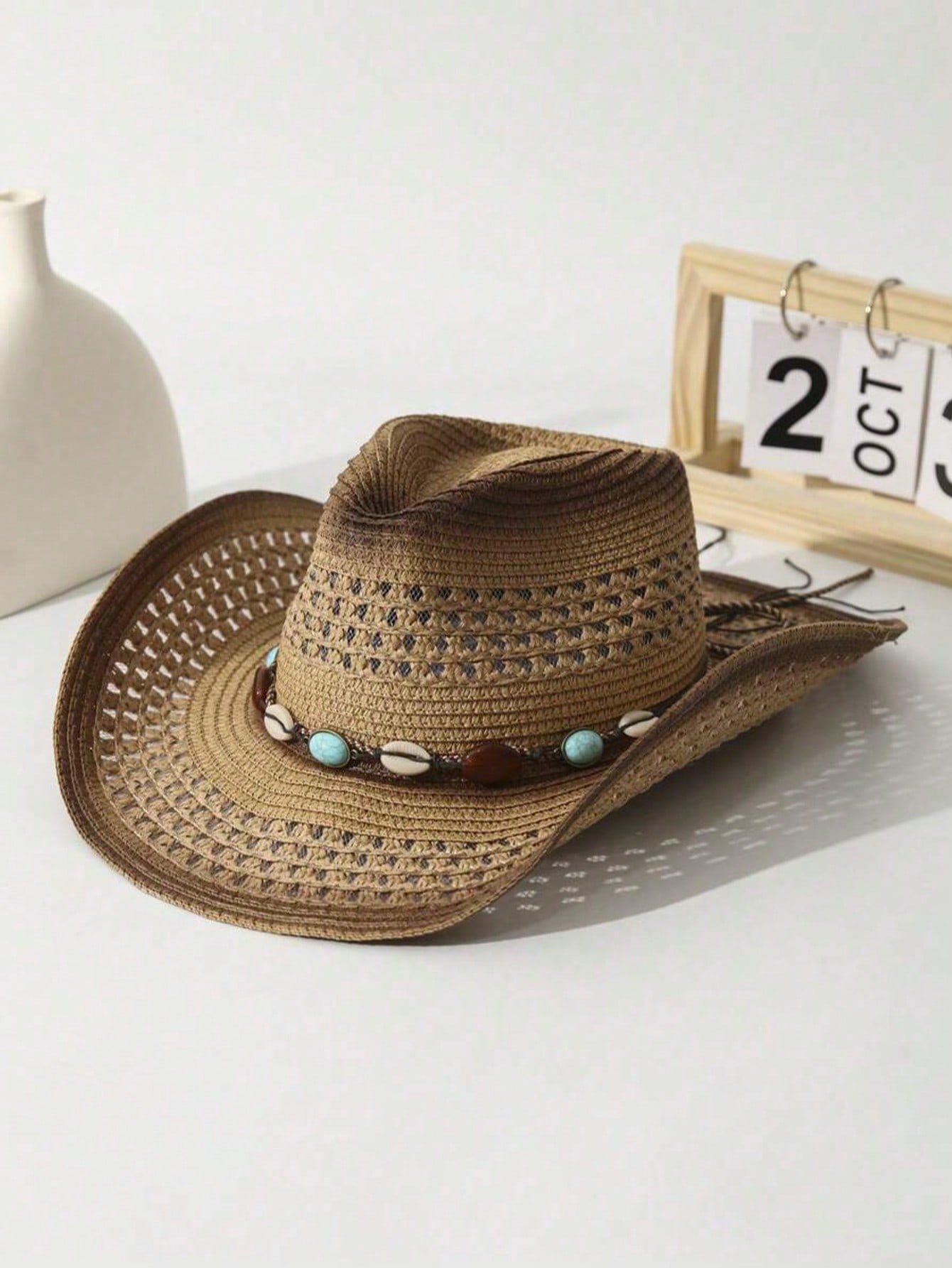 Unisex Brown Hollow Straw Cowb - огляд і ціна Cowboy Hat Straw