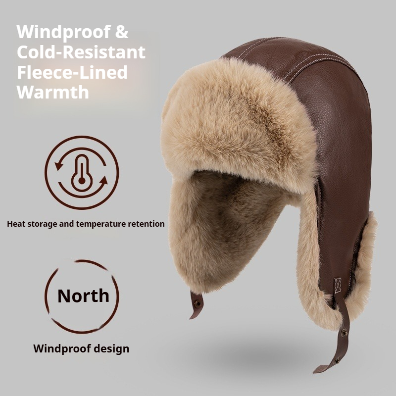 Men Winter Warm PU Leather Tra - огляд і ціна Winter Trapper Hat